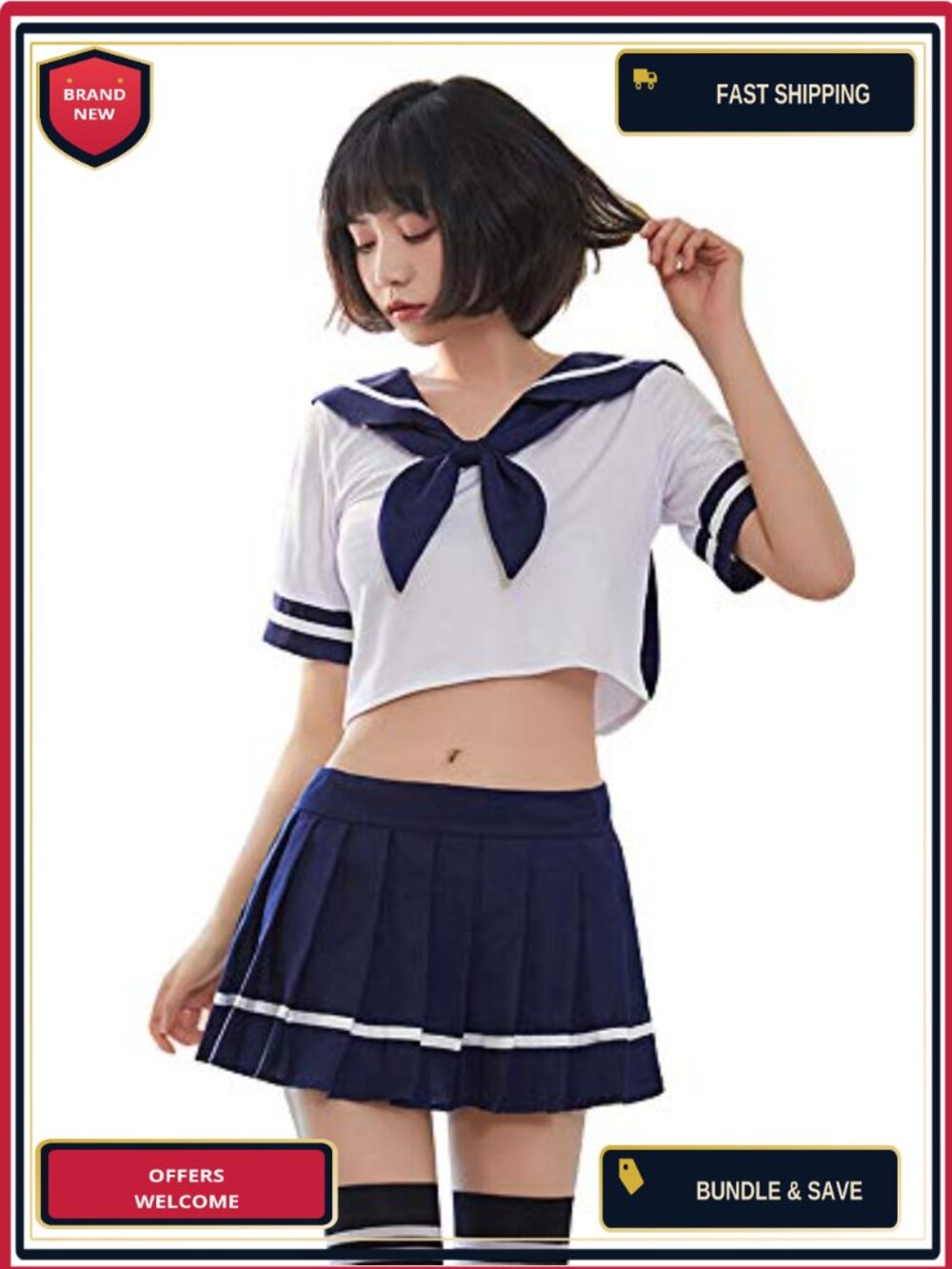 JK Uniform Cosplay Lingerie Set Rabbit Ears Sailor Schoolgirl